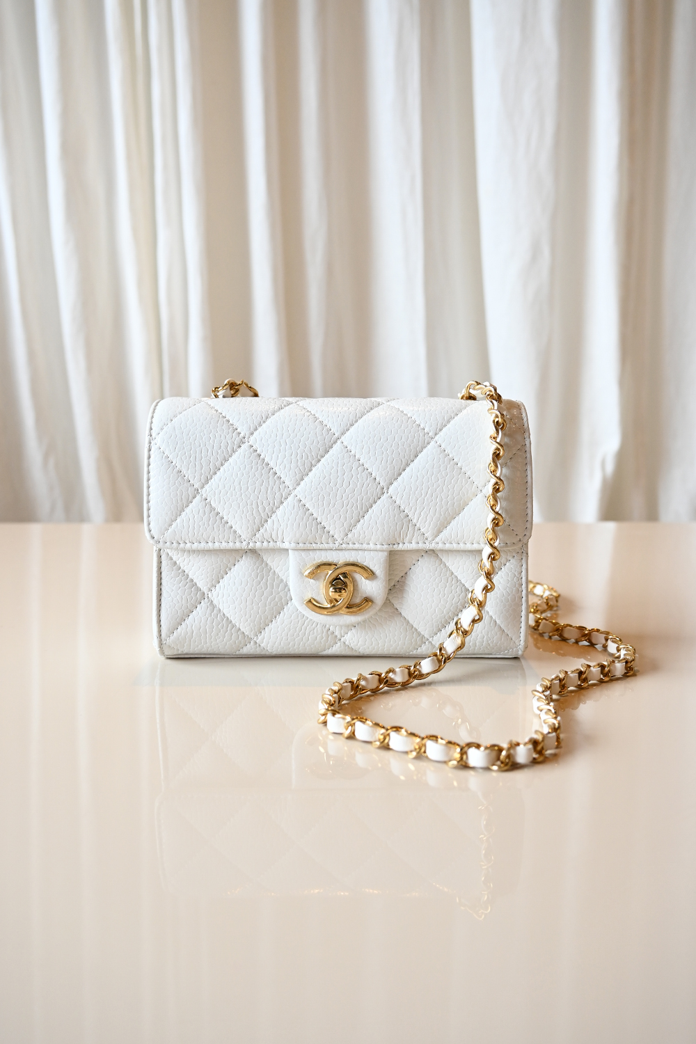 Chanel mini flap bag | white