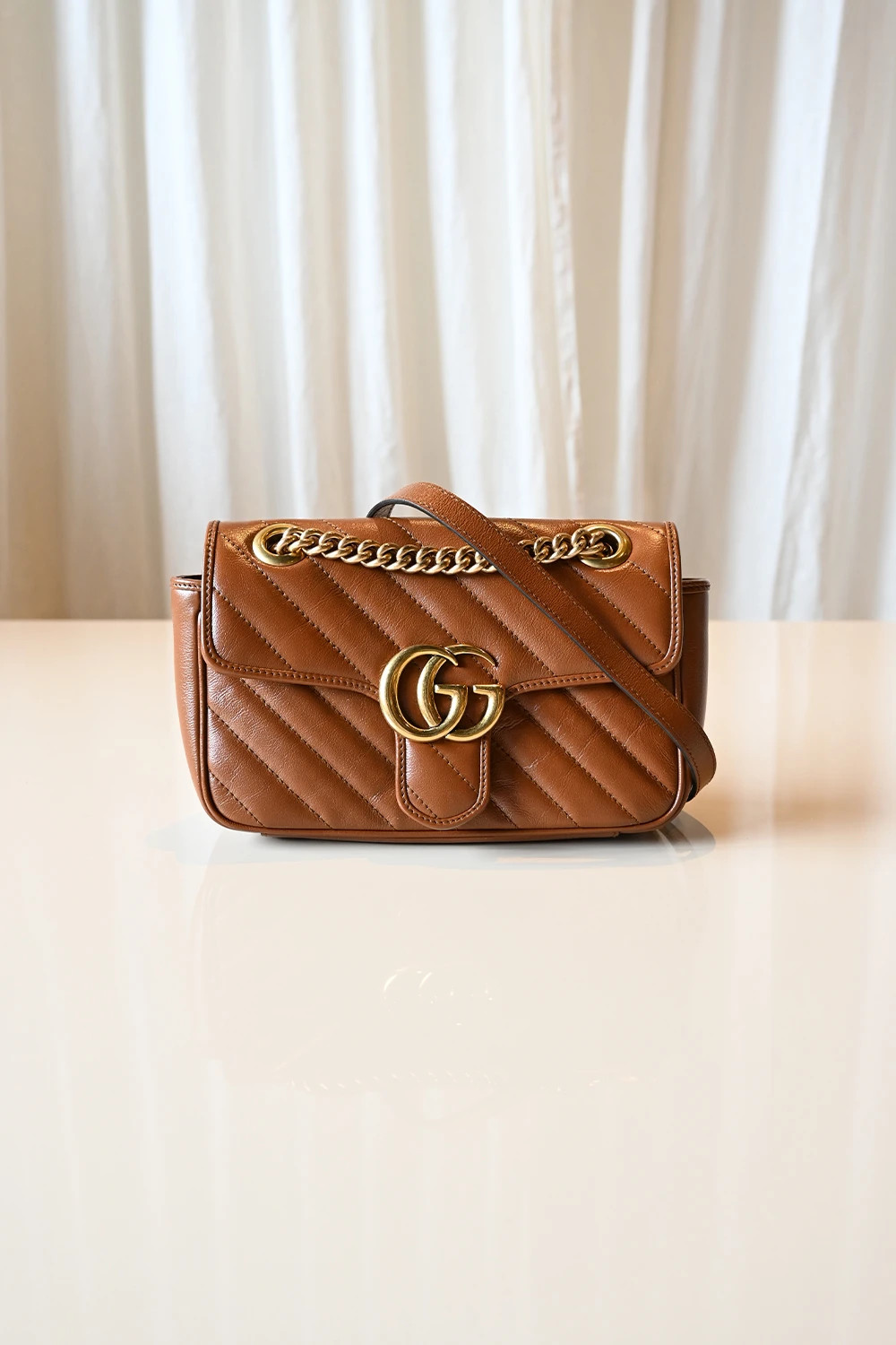 Gucci GG Marmont small flap bag | Brown